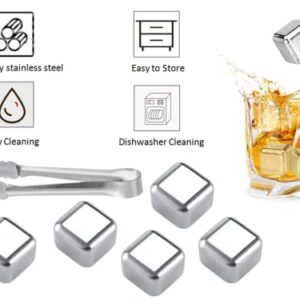 Kellegour 18 PCS Stainless Steel Ice Cubes,Metal Ice Cube,und Velvet Bags+1 Nonslip Ice Tong,Cooling Whisky Rocks,Stainless Steel Whiskey Rocks,For Whiskey,Vodka,Liqueurs,Wine,Beverage Juice or Soda