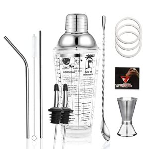 glass coaktail shaker,tnco 14oz bar set,martini shaker, boston shaker, crystal drink shaker and stainless cover combin,drink mixers with straws,straw spoon,wine pourer