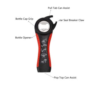 2 pack 5-in-1 Multi Function Plastic Grip Bottle Opener- Easily Opens Twist Caps, Bottle Caps, Canning Lids and Can Tabs (Black)