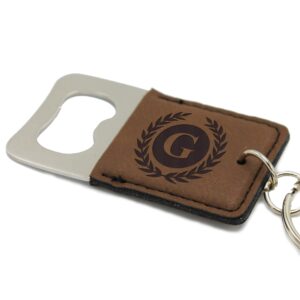 Custom Engraved Key Chain Bottle Opener - Personalized Keychain Beer Gift for Groomsmen, Men, Woman, Bartender, Spouse (Brown)
