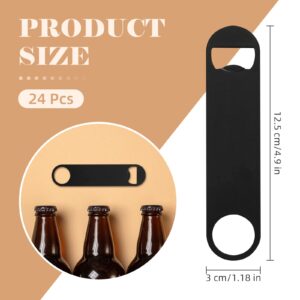 Ohiyoo 24 Pack Flat Beer Bottle Opener 5 inch Heavy Duty Stainless Steel Flat Bottle Opener Metal Beer Bottle Openers Black Beer Openers for Bartender Kitchen Bar or Restaurant (Black, 5 inch)