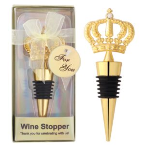 12pcs gold crown wedding favors for guests,funny wine bottle stoppers birthday party favors bridal shower anniversary return gift (crown stopper, 12)