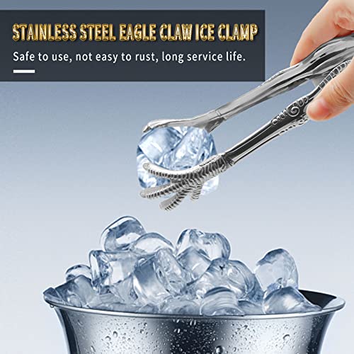 DUZFOREI 8" Ice Tongs, Stainless Steel Eagle Claw Shape Ice Tongs, Creative Gifts