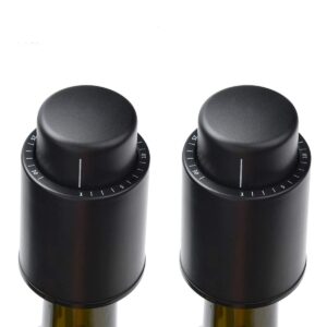 z-onemart 2 pack wine bottle stopper vacuum with time scale record, vacuum champagne stoppers, reusable wine preserver bottle saver, wine corks keep fresh, fits any bottle