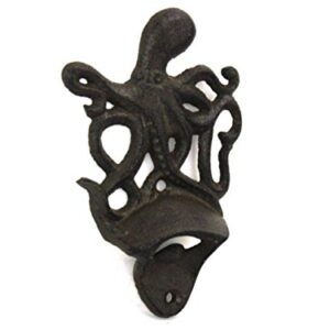 Hampton Nautical Cast Iron Wall Mounted Octopus 6" Bottle Opener