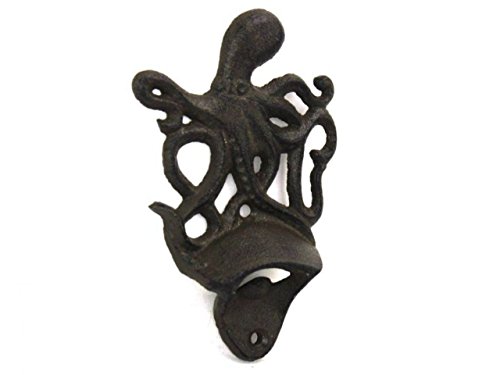 Hampton Nautical Cast Iron Wall Mounted Octopus 6" Bottle Opener