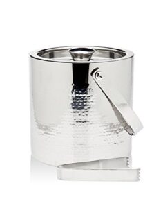 godinger silver art hammered double wall ice bucket w/tong