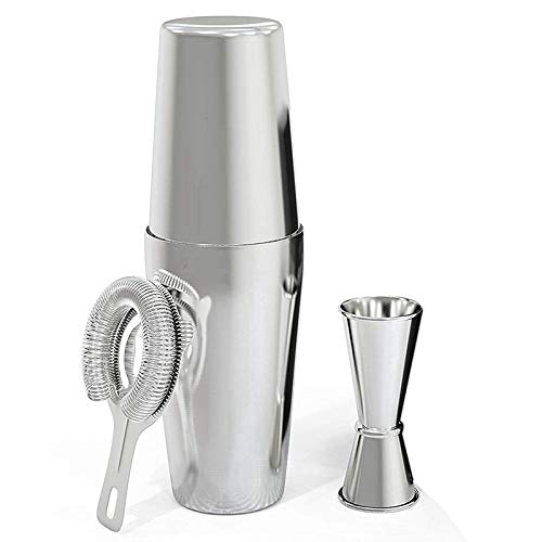 n/a Cocktail Shaker Set Professional Shaker Cocktail Strainer and Jigger Set 4 Piece Stainless Steel Bar Supplies