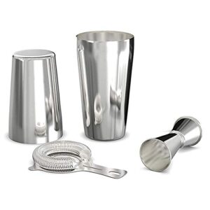 n/a Cocktail Shaker Set Professional Shaker Cocktail Strainer and Jigger Set 4 Piece Stainless Steel Bar Supplies