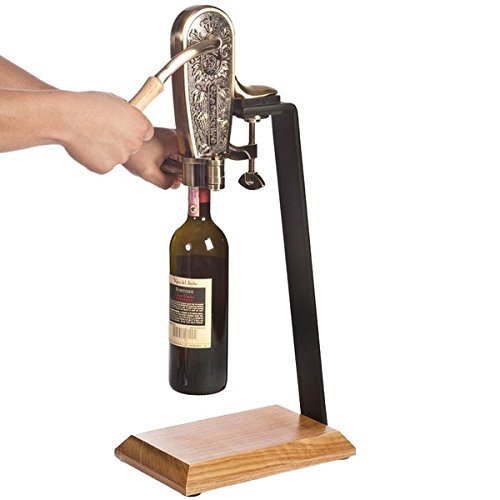 Franmara 4085SET Le Grape Brass-Plated Counter Mount Wine Bottle Opener with Table Stand