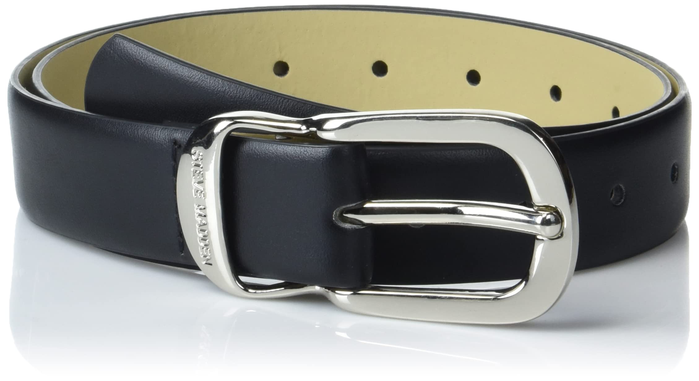 Steve Madden Women's Bottle Opener PERF Belt, Black, L