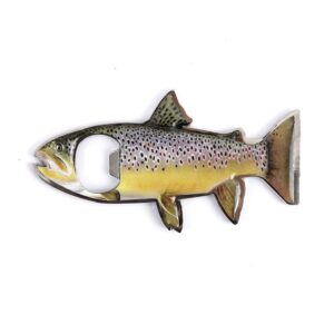 hosfairy 2 in 1 stainless steel bottle opener trout fish bottle beer can opener (yellow trout)