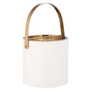 kraftware 3qt brushed gold arch handle & bridge cover: white santa barbara 3 quart ice bucket, small