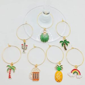 HISEVOG 30pcs Beach Theme Wine Glass Charms