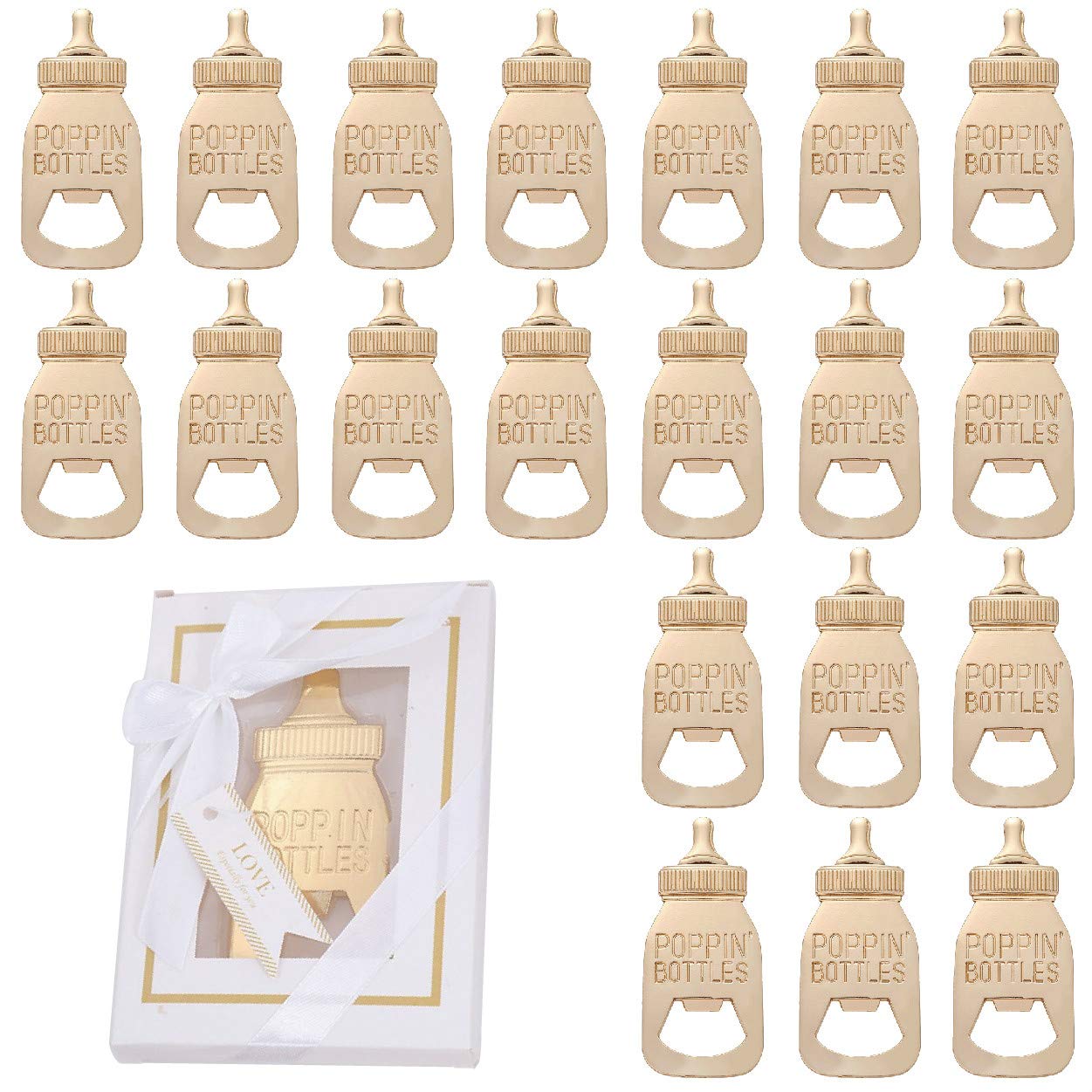 Bottle Opener, SeeSky 20 Pcs Baby Bottle Opener for Party Favor Baby Shower Bridal Shower Favors Wedding Favors Birthday Party Decoration with Gift Box (20 Pcs Style #2)