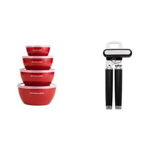 kitchenaid classic prep bowls with lids set of 4, empire red and kitchenaid classic multifunction can opener/bottle opener, 8.34-inch, black