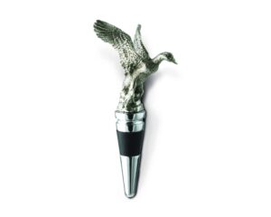 vagabond house pewter flying duck bottle stopper wine topper silicone saver artisan designer handcrafted - gift boxed 5.5 inch tall