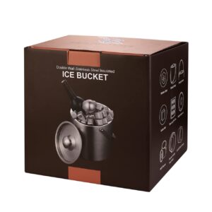 Han Joo Stainless Steel Ice Bucket - 3L Capacity with Lid, Scoop, and Tongs for Cocktails, Wine, Beer, Champagne - Keep Drinks Ice-Cold for Parties, Bars, and Events