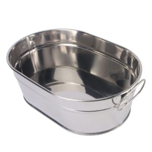 doitool galvanized tub galvanized metal tub, beverage tub for parties, galvanized drink tub ice bucket oval storage bucket ice tub, 8.84x6.01x3.14 inch galvanized bucket