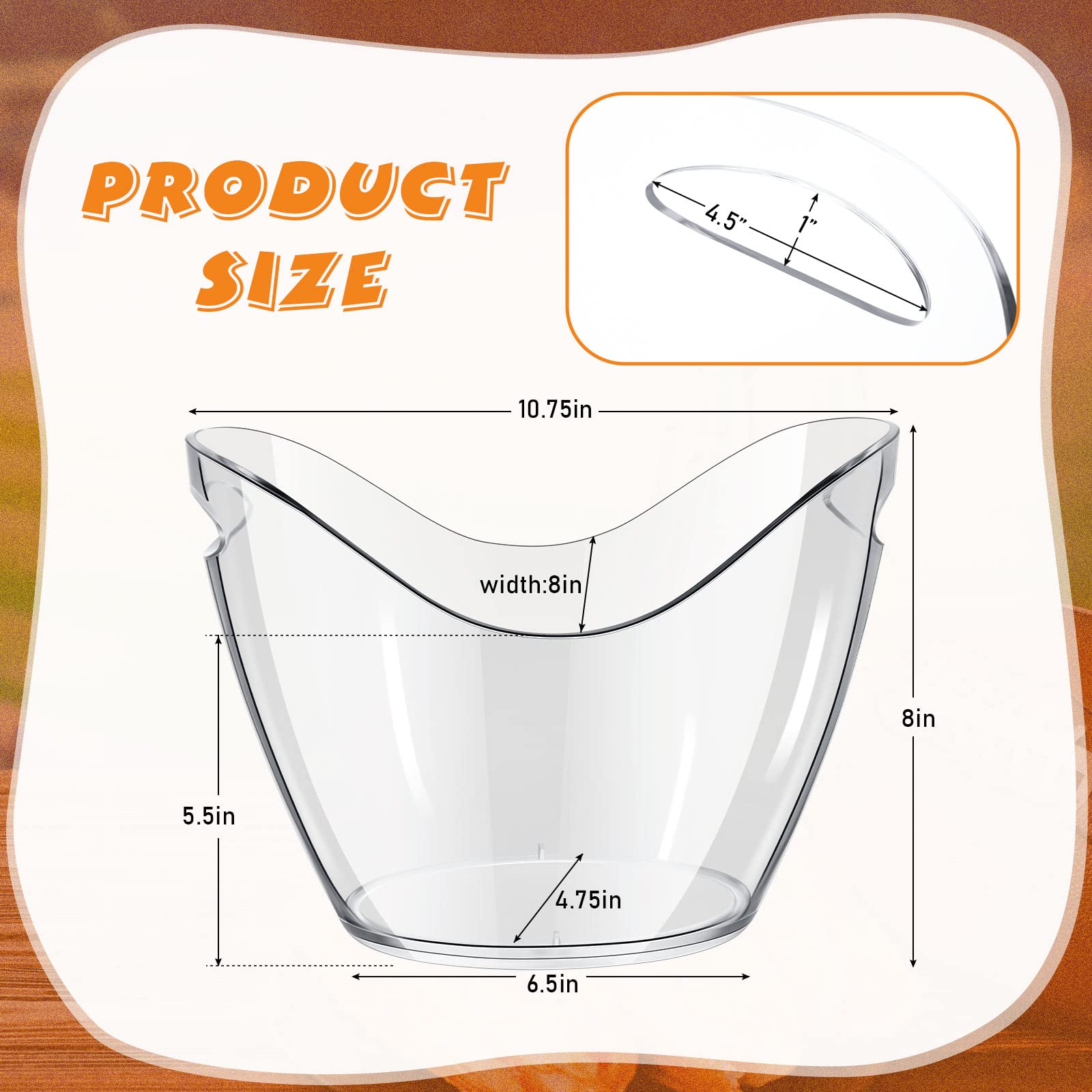 Ice Buckets, Clear Acrylic Ice Bucket for Parties Plastic Champagne Bucket 3.5 Liter Beverage Tub for Cocktail Bar (30 Pack)