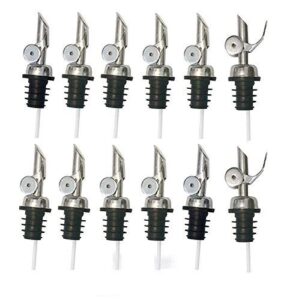 weighted stainless steel flip top lid liquor wine free flow bottle pourer dispenser olive oil pour spouts (12-pack)