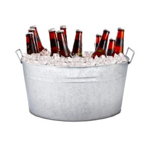 simple elements 6 gallon galvanized tub - multifunctional ice bucket - beverage tub for parties, events and home decor - farmhouse decor - ice tub - 2.97 lbs - 19.25" l x 12.5" w x 9.25" t - silver