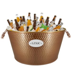 9 gallons gold large ice bucket,ice bucket for cocktail bar,ice buckets for parties,galvanized tub,large beverage tub for home kitchen outdoor