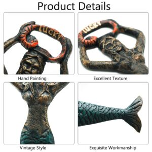 Sungmor Vintage Mermaid Bottle Opener, Cast Iron Cool Beer Bottle Opener, 7.5 Inch Small Handy Coke Bottle Cap Opener, Rustic Unique Fish Hand Beverage Bottle Opener, Christmas Thanksgiving Party Gift