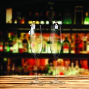 Drinking Buddies Happy Couple Themed Reuseable Glass Drink Markers, Bride & Groom