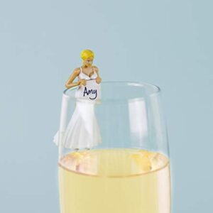 Drinking Buddies Happy Couple Themed Reuseable Glass Drink Markers, Bride & Groom