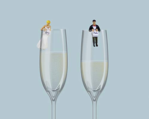 Drinking Buddies Happy Couple Themed Reuseable Glass Drink Markers, Bride & Groom