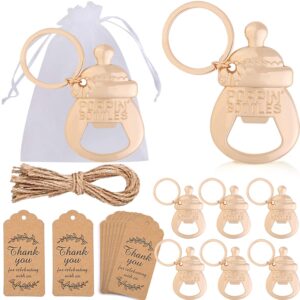 16pcs poppin bottle openers baby shower party favors for guests cute bottle opener keychain decorations baby birthday return souvenirs gift gender reveal theme party favors (poppin keychain, 16)