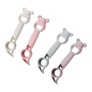 angoily wine bottle opener for bartenders, 4 in 1 beer can opener tool cute bear shaped jar opener for jelly jars, wine, beer and other (assorted color)