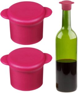 wine stoppers - silicone wine bottle caps - reusable unbreakable sealer cover corks - wine gifts with air-tight seal - set of 2 wine accessories