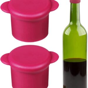 Wine Stoppers - Silicone Wine Bottle Caps - Reusable Unbreakable Sealer Cover Corks - Wine Gifts with Air-Tight Seal - Set of 2 Wine Accessories