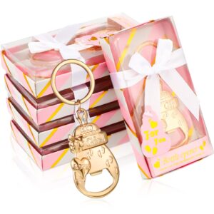 baby shower party favors baby bottle opener favors gold keychain gifts decorations souvenirs for girls boys guests baby birthday gender wedding reveal bridal party decor (girl, 24 pcs)