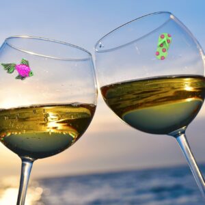 Beach Nautical Wine Glass Charms or Magnetic Markers for Making Your Drink Unique – Set of 12 Summer Glass Identifiers