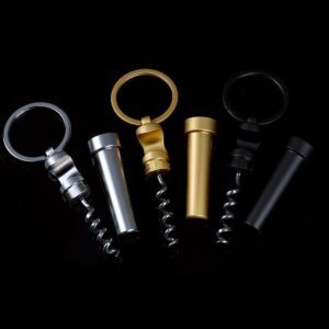 TBoxBo 1Piece Bottle Opener Keychain 3 In 1 Portable Bottle Opener Wine Bottle Corkscrew Portable Wine Beer Can Opener Mini Keychain Wine Opener Outdoor Corkscrew Kitchen Tools for Men & Women, Black