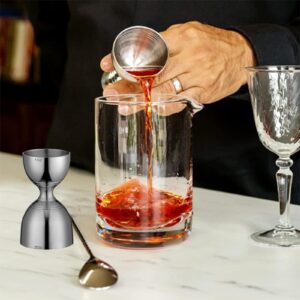 Measuring Jigger & Mixing Spoon Set, Cocktail Jigger for Bartending,Bell Jigger with 1oz and 2oz Measuring Marks, Cocktail Measuring Jigger with Cocktail Spoon,Cocktail Mixing Spoon,bar Mixing Spoon.