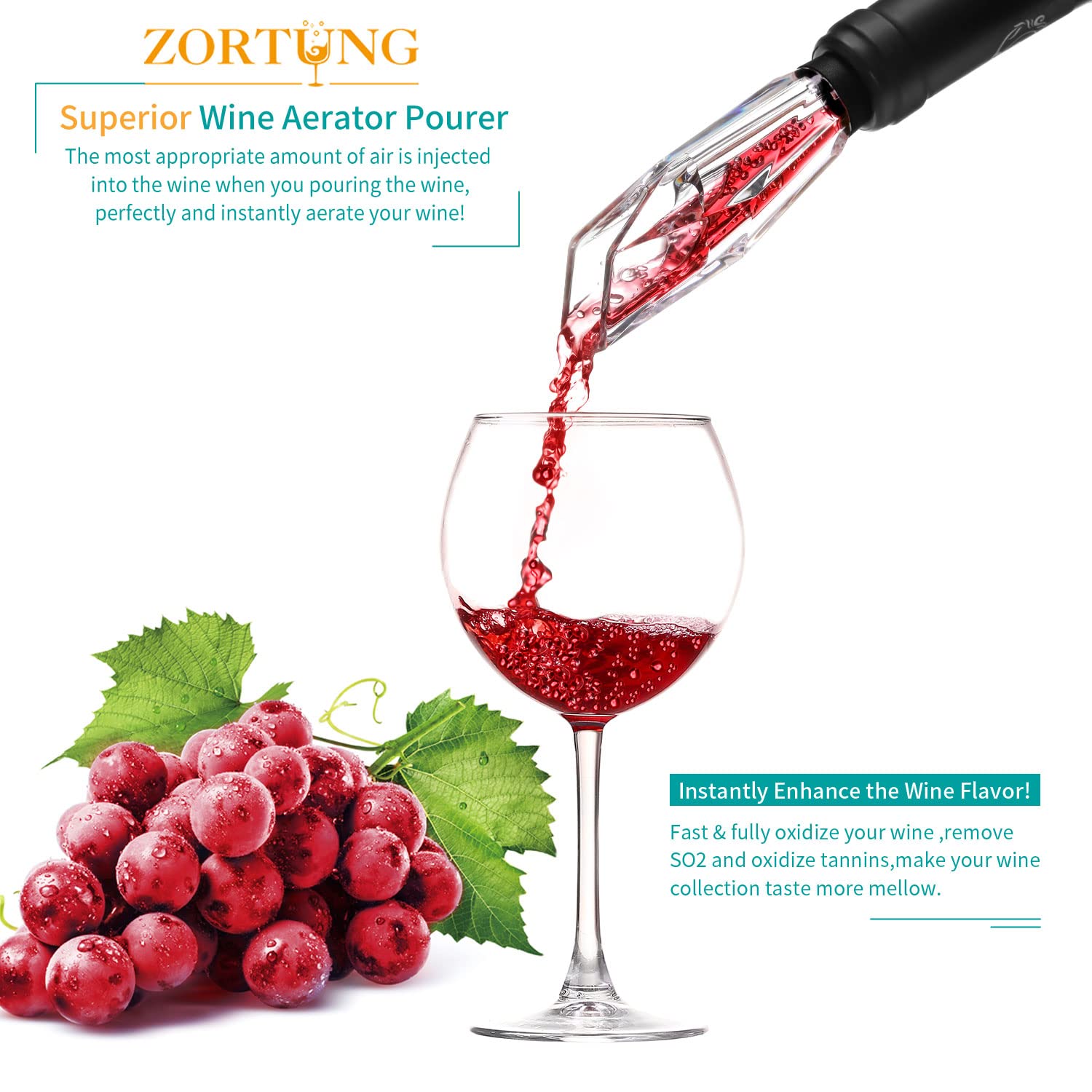 ZORTUNG Wine Aerator Pourer Sparkling Diamond Shape Airarator Dripless Pour Spout Diffusers Dispenser Single Aerorater Decanter Set in Bottle for Red and White Wine Lover Christmas Gifts