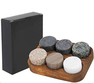 whiskey stones, set of 6 whiskey chilling stones, reusable ice cubes, whiskey rocks - perfect whiskey gifts for men