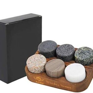Whiskey Stones, Set of 6 Whiskey Chilling Stones, Reusable Ice Cubes, Whiskey Rocks - Perfect Whiskey Gifts for Men