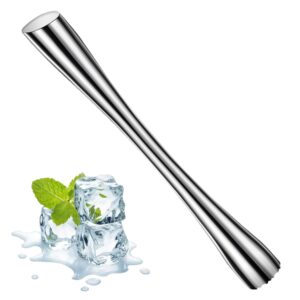 grub's up 10" muddler for cocktails, 255mm stainless steel sturdy muddler bar tool for old fashioned bitters, creating mojitos, margaritas, mint & fruit based drinks cocktail