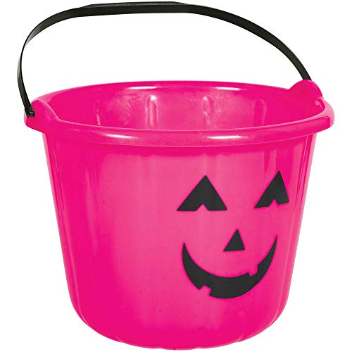 Pink Jack-O-Lantern Treat Bucket - 6 1/2" x 8 3/4", 1 Pc