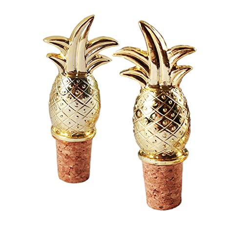 Wine Stoppers Pineapple Wine Bottle Stoppers Summer Fruit Wine Decorative Party Bar Supplies Wine Corks 2 Pack Alloy Creative Wine Stoppers for Home Bar Beach Party Decoration Gifts