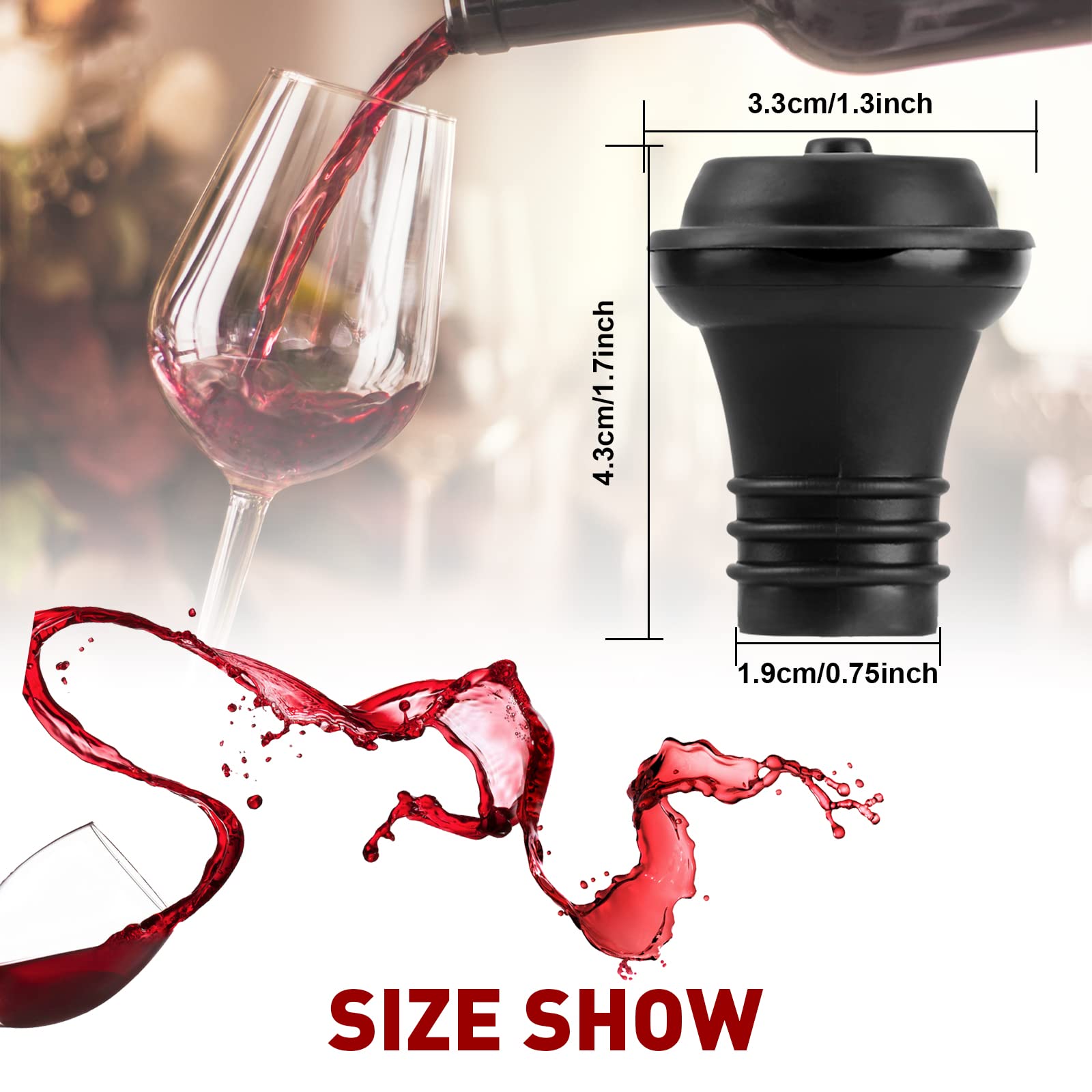 24 Pcs Wine Stoppers Vacuum Wine Bottle Stopper, Rubber Wine Stoppers Wine Saver Vacuum Stoppers to Preserve Wine Flavor, Wine Vacuum Stoppers to Keep Your Wine Fresh