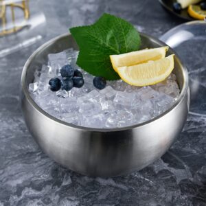 Spherical Ice Bucket With Lid Double Insulation Stainless Steel Metal Beverage Bucket, Beer, Wine, Champagne, Bar Ice Bucket, Home Kitchen Bucket Restaurant Bar Tableware Accessories