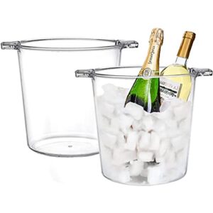 suwimut 2 pack ice bucket, 5l large clear plastic drink bucket beverage storage tub wine champagne beer bucket for parties and home bar