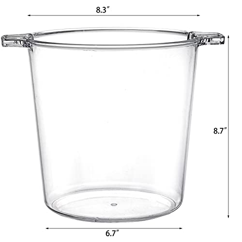 Suwimut 2 Pack Ice Bucket, 5L Large Clear Plastic Drink Bucket Beverage Storage Tub Wine Champagne Beer Bucket for Parties and Home Bar