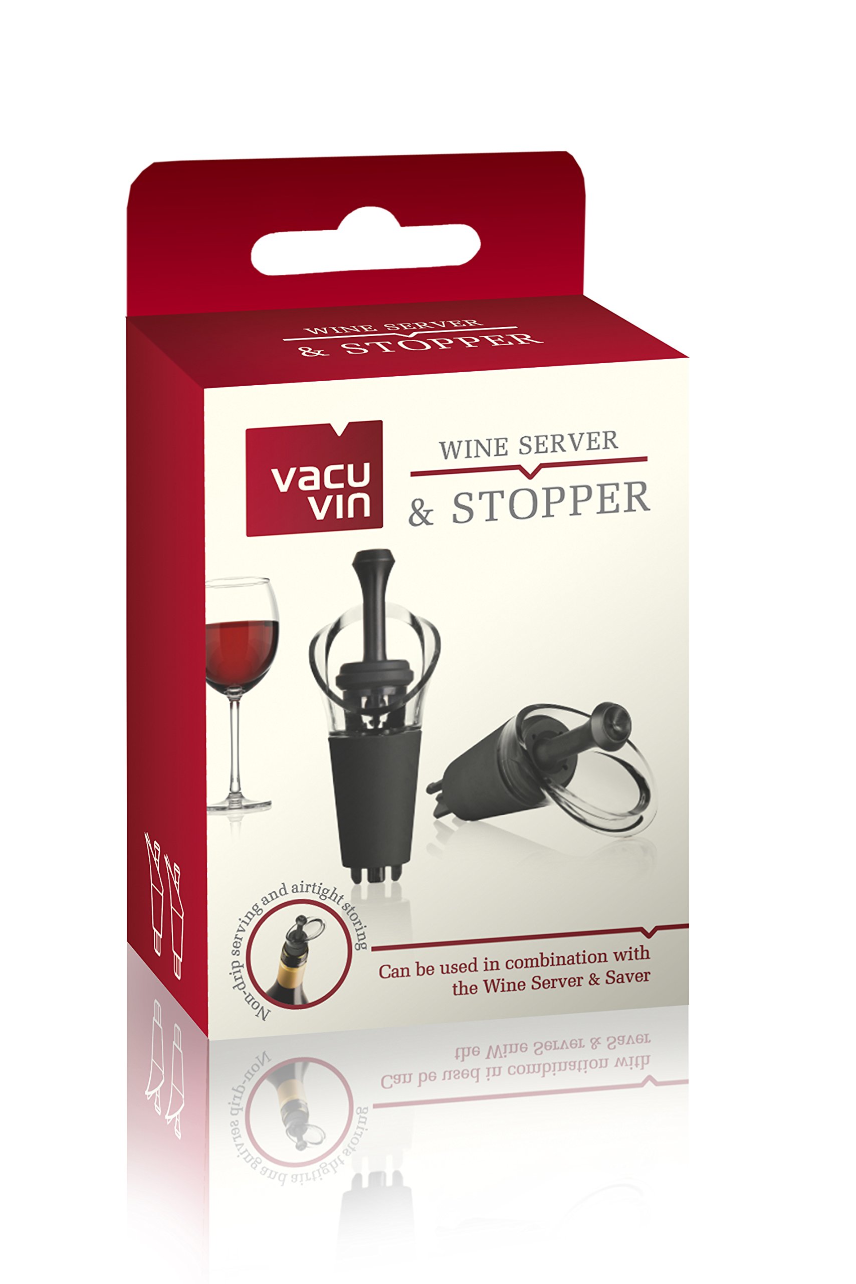 Vacu Vin Wine Server & Stopper Set of 2 - Effortless Drip Free Pouring - Airtight Preservation - Elegant Design for Exquisite Wine Enjoyment and Lasting Freshness